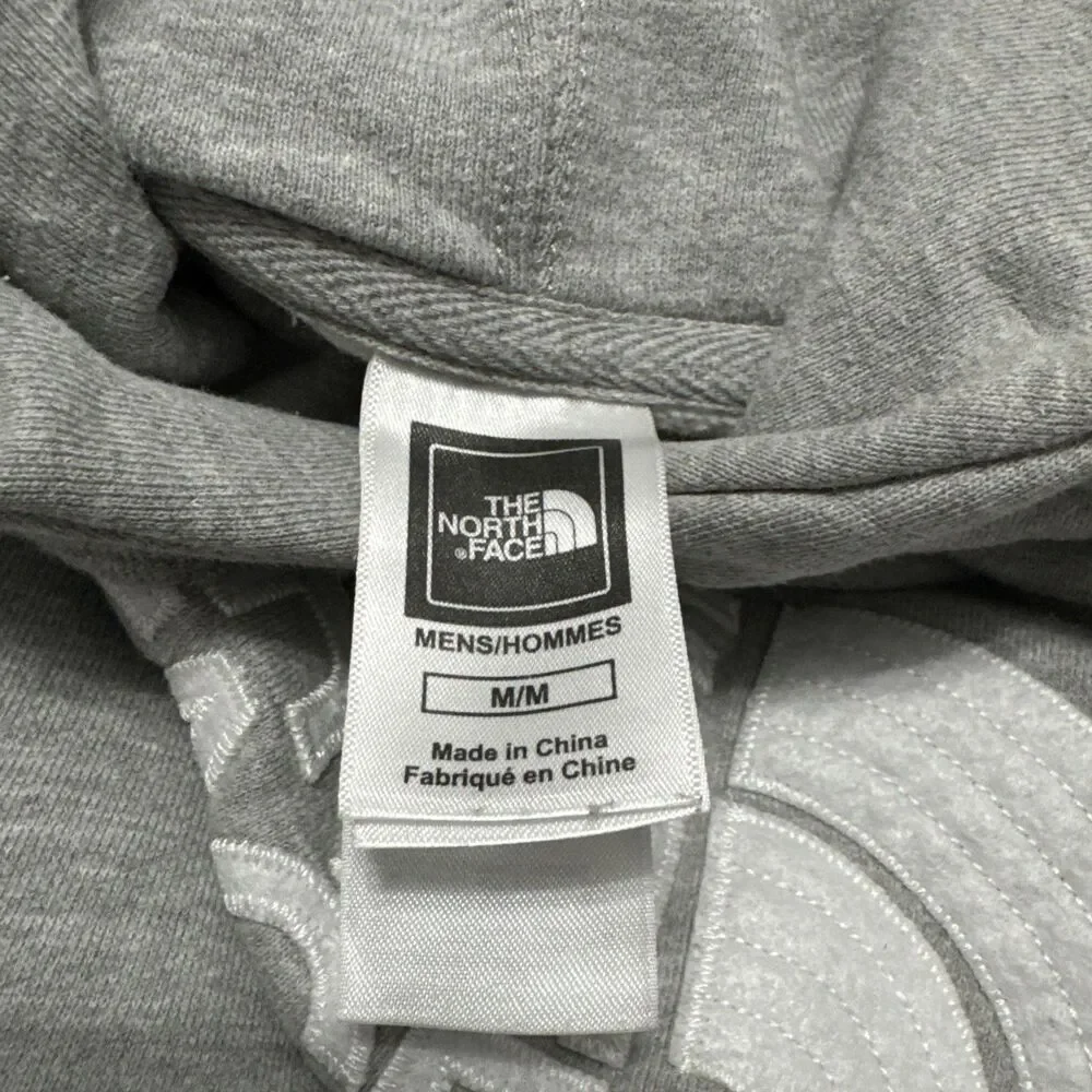 The North Face Hoodie Mens Medium Gray Pullover Sweatshirt Big Logo Grey